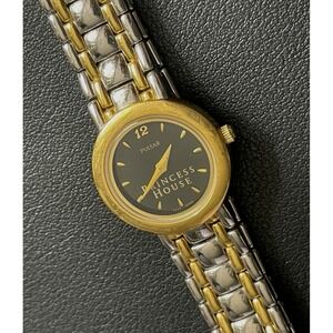 PULSAR Princess House Watch WORKS Womens Silver Gold Tone Bracelet Style Black